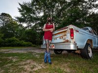 Jon Scarecrow Big Fake tits Crossdresser in Snug Plaid Dress: 34 Nude Pics