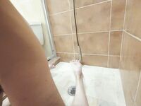 Amateur guy jerks off his uncut huge cock standing on knees: 26 Nude Pics