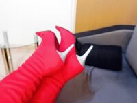 Crossdresser In Sexy Red Suede Pointed Toe High Heels Boots: 12 Nude Pics