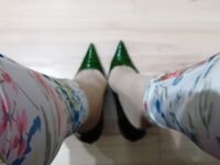 Crossdresser In Sexy Green Casadei Pointed Toe High Heels: 20 Nude Pics