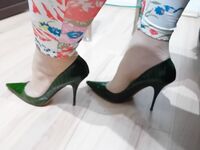 Crossdresser In Sexy Green Casadei Pointed Toe High Heels: 20 Nude Pics