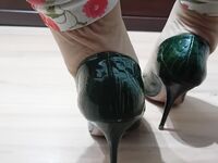 Crossdresser In Sexy Green Casadei Pointed Toe High Heels: 20 Nude Pics