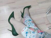 Crossdresser In Sexy Green Casadei Pointed Toe High Heels: 20 Nude Pics