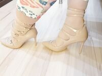 Crossdresser In Sexy Leather Strappy Pointed Toe High Heels: 15 Nude Pics
