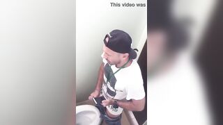 Cumming in the public bathroom