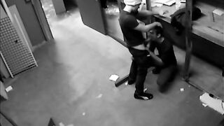 Surveillance camera caught two fucking in an abandoned warehouse