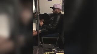 Horny gay friend eating my cock in the subway