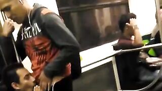 A quickie in the subway blowing cock