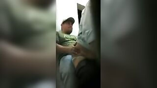 Caught Latino fucking bareback Grandpa in public restroom