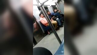 Caught dude sucking cock on the subway