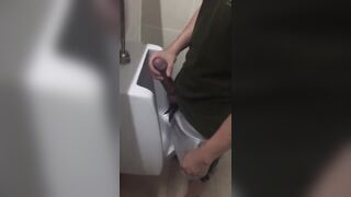 Slender College Kid flashes MASSIVE cock at urinal