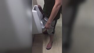 Slender College Kid flashes MASSIVE cock at urinal