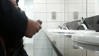 Jerking in front of guy in public Restroom