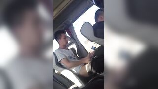 Guy jerking off on public bus and cumming in water bottle