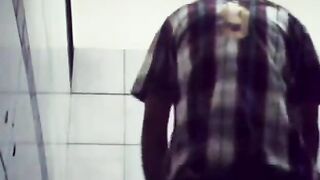 Hidden cam shows straight latino fucking a grandpa for some cash in public restroom