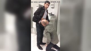 drunk old men sucking cock in the bar bathroom