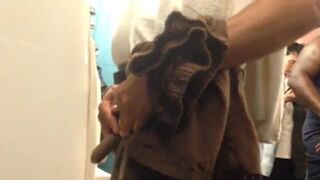guy gets a hard on at urinal