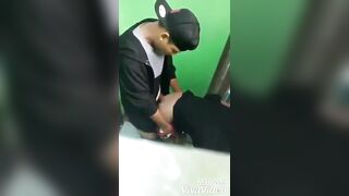 Latino guys caught fucking in the public bathroom