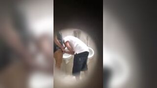 Caught dude sucking cock in public restroom