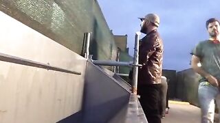 Handsome guys spied pissing at urinal