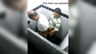 Caught man fucking grandpa in public restroom