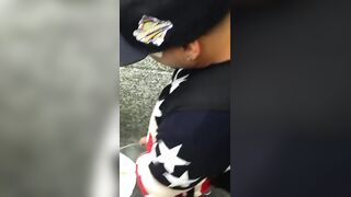 Spying hot cholo on toilet