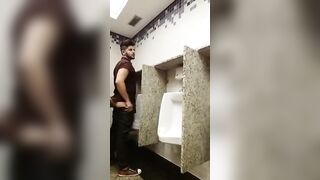 Cruising for sex and breeding a slul at a urinal while being watched