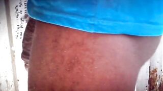 Wow, spying monster cock in dirty public bathroom