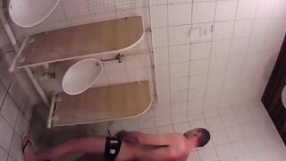 Swimming Pool Urinal Jerk Off show and Helping Hand