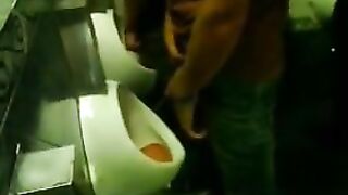 Spy urinal cocks on messy Latin restroom