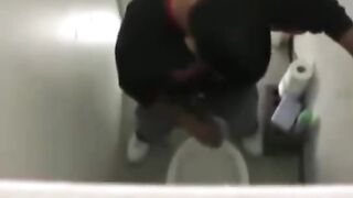 Caught long dick dude moaning in the bathroom