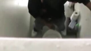 Caught long dick dude moaning in the bathroom