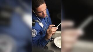 Security guard caught beating his dick