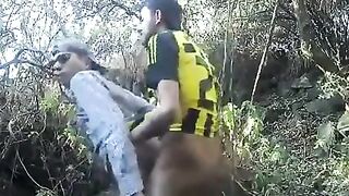 Latino couple go back to cruising area to fuck