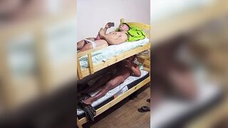 My friend and I masturbating in the camp bunk beds