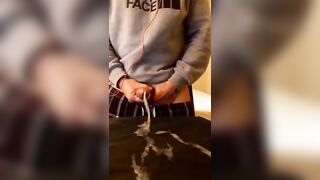 Horny young dude shooting a huge load