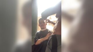 Sucking off my cute hairdresser's dick