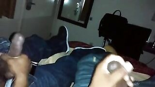 Two horny black thug stroking their long tasty cock