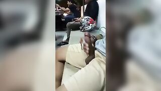 Horny black showing off his cock on the street