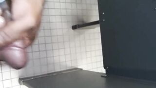Caught a big black cock stroking in the gym bathroom