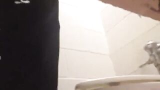 caught Spying  guy masturbating in toilet