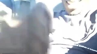 black strokes his huge piece of meat outdoor