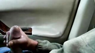 My straight friend strokes his cock in front of me in the car
