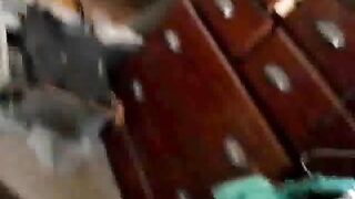 Jerking off my huge black cock in front of the mirror
