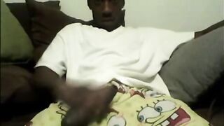 Black thug banging side to side his huge beefy cock