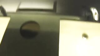 Horny young black puts on a show alone in a public toilet