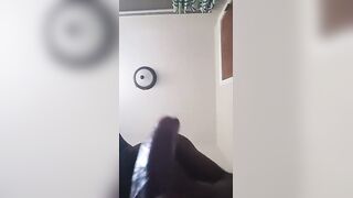 Young black dude strokes his delicious meaty curved cock