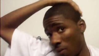 Sexy hairy african dude shows his long beefy cock