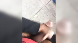Caught a homeless stroking his cock in a public place