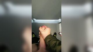 Wanking my cock in a public toilet